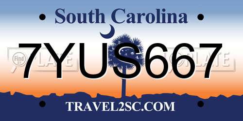 7YUS667 South Carolina License Plate