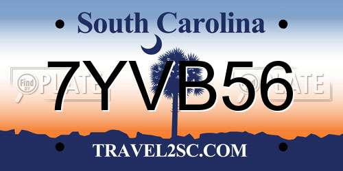 7YVB56 South Carolina License Plate