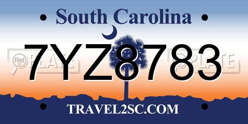 7YZ8783 South Carolina License Plate