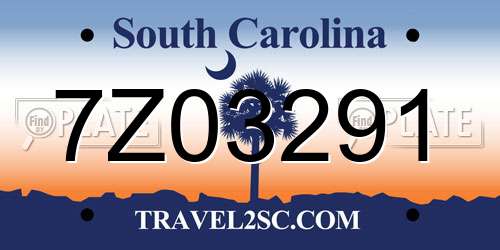 7Z03291 South Carolina License Plate