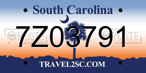 7Z03791 South Carolina License Plate