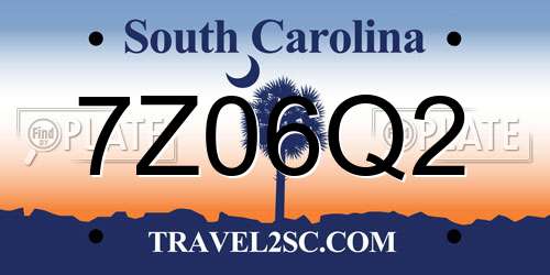 7Z06Q2 South Carolina License Plate