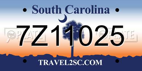 7Z11025 South Carolina License Plate