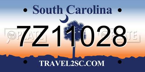 7Z11028 South Carolina License Plate
