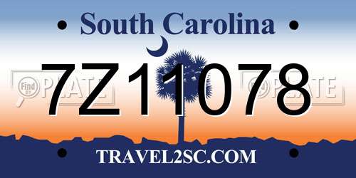 7Z11078 South Carolina License Plate