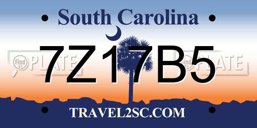 7Z17B5 South Carolina License Plate