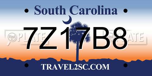 7Z17B8 South Carolina License Plate
