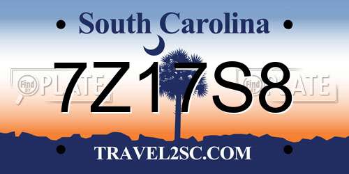 7Z17S8 South Carolina License Plate