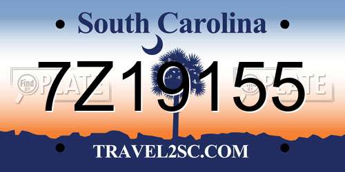 7Z19155 South Carolina License Plate