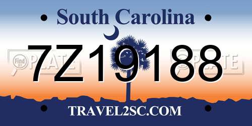 7Z19188 South Carolina License Plate