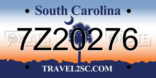 7Z20276 South Carolina License Plate
