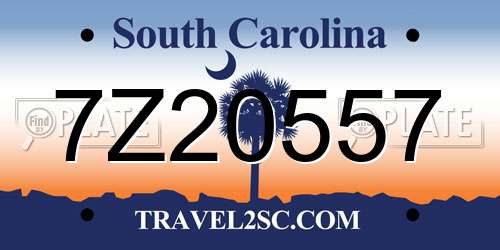 7Z20557 South Carolina License Plate