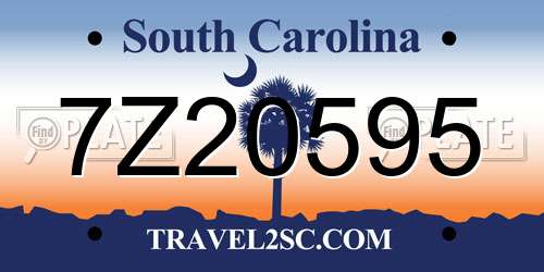 7Z20595 South Carolina License Plate