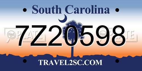 7Z20598 South Carolina License Plate