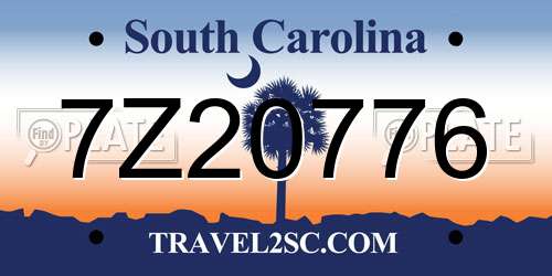 7Z20776 South Carolina License Plate