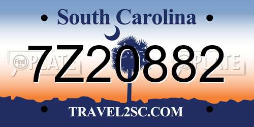 7Z20882 South Carolina License Plate