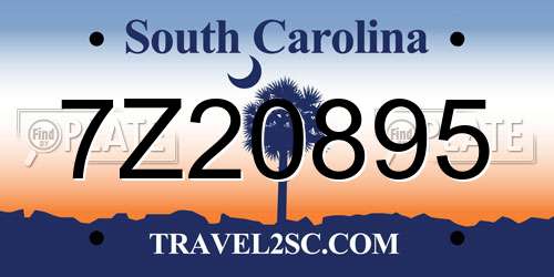 7Z20895 South Carolina License Plate
