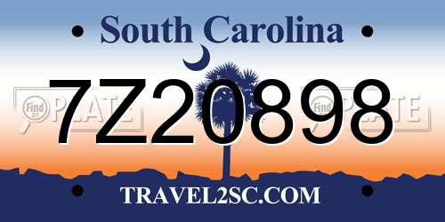 7Z20898 South Carolina License Plate