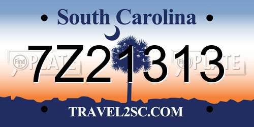 7Z21313 South Carolina License Plate