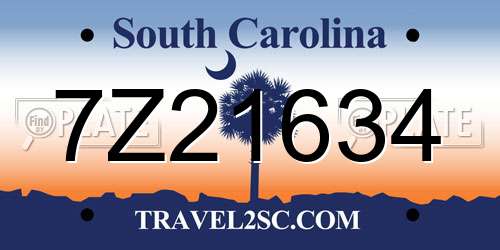 7Z21634 South Carolina License Plate