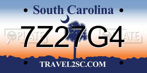 7Z27G4 South Carolina License Plate