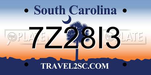 7Z28I3 South Carolina License Plate