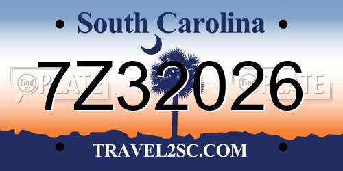 7Z32026 South Carolina License Plate