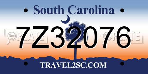 7Z32076 South Carolina License Plate