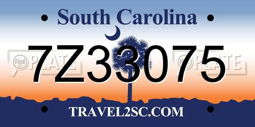 7Z33075 South Carolina License Plate