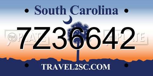 7Z36642 South Carolina License Plate