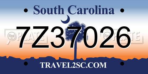 7Z37026 South Carolina License Plate
