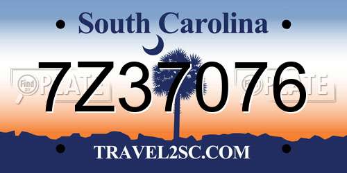 7Z37076 South Carolina License Plate
