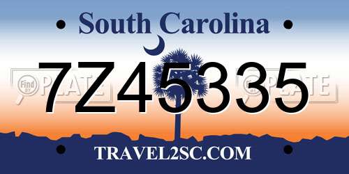 7Z45335 South Carolina License Plate