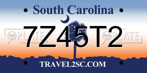 7Z45T2 South Carolina License Plate