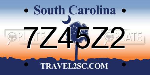 7Z45Z2 South Carolina License Plate