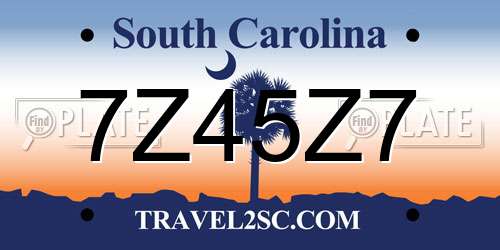7Z45Z7 South Carolina License Plate
