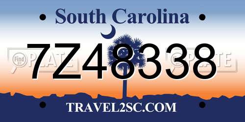 7Z48338 South Carolina License Plate