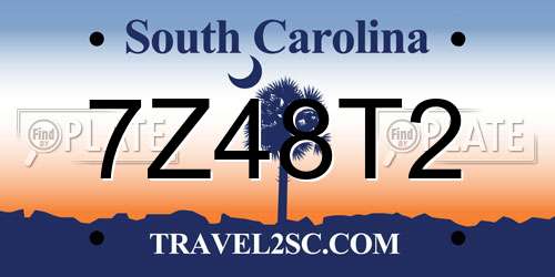 7Z48T2 South Carolina License Plate