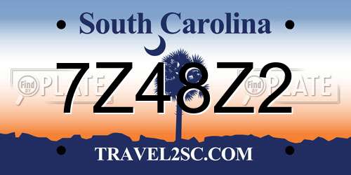 7Z48Z2 South Carolina License Plate
