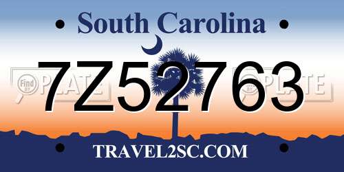 7Z52763 South Carolina License Plate