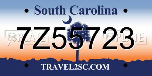 7Z55723 South Carolina License Plate