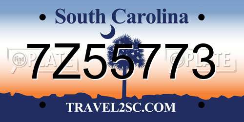 7Z55773 South Carolina License Plate