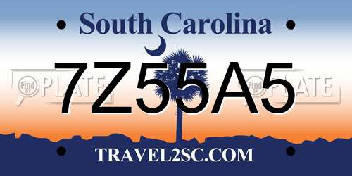 7Z55A5 South Carolina License Plate