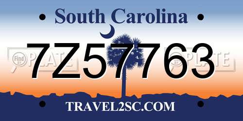7Z57763 South Carolina License Plate
