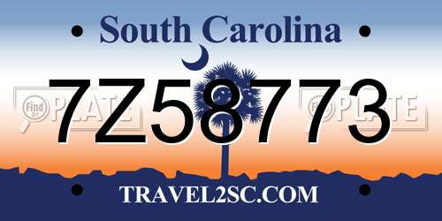 7Z58773 South Carolina License Plate