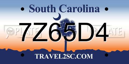 7Z65D4 South Carolina License Plate