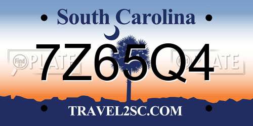 7Z65Q4 South Carolina License Plate