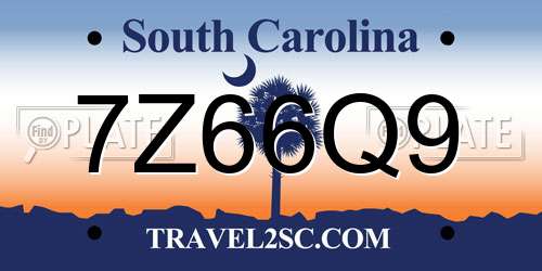 7Z66Q9 South Carolina License Plate