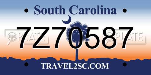 7Z70587 South Carolina License Plate