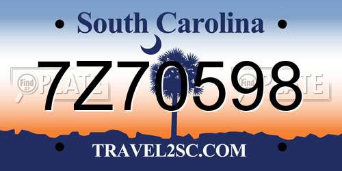 7Z70598 South Carolina License Plate